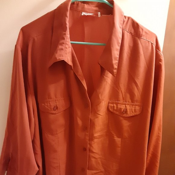 Joanna Plus blouse, mid length sleeve, orange, 2x - Picture 1 of 5
